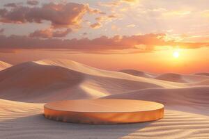 A round table in the middle of a desert photo