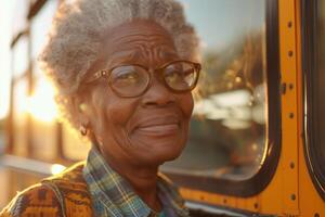An older woman with glasses on photo