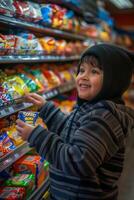 A young boy in a store photo