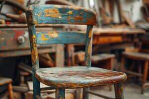 A chair in a workshop photo