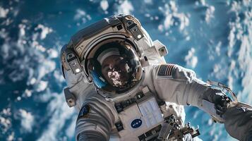 An astronaut in outer space photo