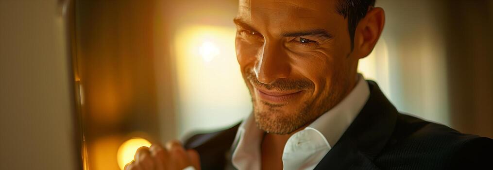 A man in a suit and tie smiling photo