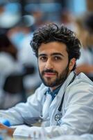 A male doctor in a lab coat photo
