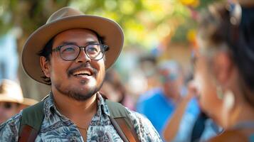 A man wearing a hat and glasses photo