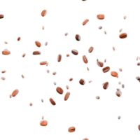 Flying coffee beans overlay 3d render square png