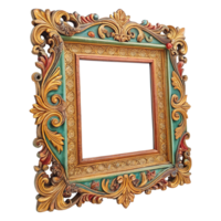 Collection of decorative picture frames with classic ornate patterns on transparent background png