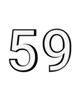 Black and white color numbers 59 png