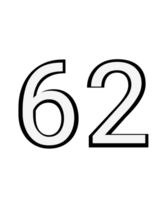 Black and white color numbers 62 png