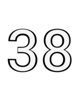 Black and white color numbers 38 png