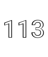 Black and white color numbers 113 png
