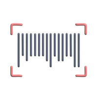 3D Barcode Scan Icon with Red Corners and Vertical Lines png