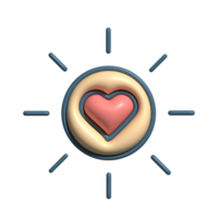 3D Heart Icon with Radiating Lines and Circular Background png