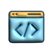 Modern 3D Coding Icon with Blue and Yellow Design png
