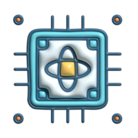 3D Quantum Processor Icon Futuristic Chipset Symbol for Advanced Computing and AI png