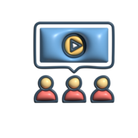 3D Conference Icon with Play Button and Audience png