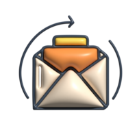 3D Email Notification Icon with Open Envelope and Update Arrow png