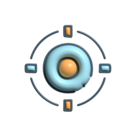 3D Target Network Icon with Central Node and Surrounding Points png
