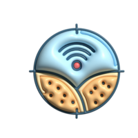 3D Precision Farming Icon with Wireless Signal and Crop Field Design png