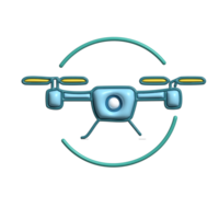 3D Camera Drone Icon with Blue Body and Yellow Propellers png