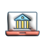 3D Online Banking Icon on Laptop png