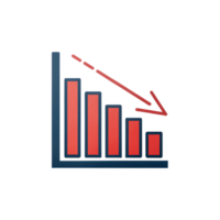 Red Chart with Bars declining Chart Icon isolated on transparent background png