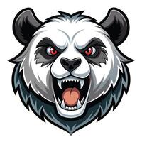 a panda bear head with red and open mouth vector