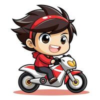 cartoon boy riding motorcycle vector