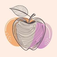 an apple with a leaf on it is shown in a colorful background vector