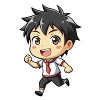 cartoon boy running with a tie on vector