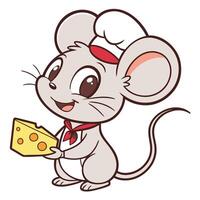 mouse with cheese illustration vector
