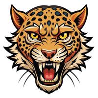 a jaguar head with open mouth yellow eyes vector