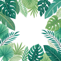 tropical leaves background unique style frame,summer style frame isolated on transparent background png