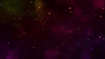 Blur bokeh particle animation on beautiful cloud at night sky animation, milky way galaxy solar system video
