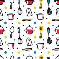 a pattern with kitchen utensils and other items vector