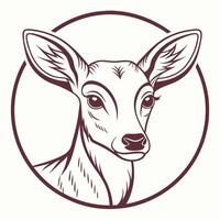 a deer head in a circle on a white background vector