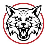 a black and white cat head with an angry look vector