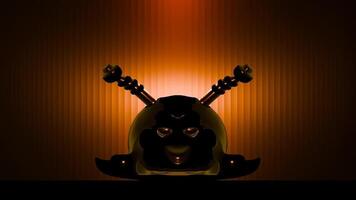 A cartoon character with two horns and a helmet video