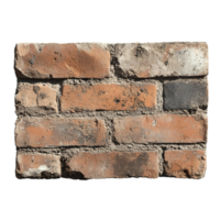 Rustic brick texture with cracked mortar and uneven aged surface isolated on transparent background png