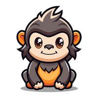 cartoon monkey sitting down with a big smile vector