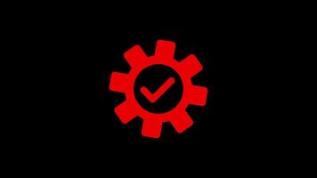 New check for technical solution spinning gears animation isolated on Black Background video