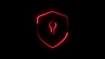 Glowing neon line Shield icon neon frame with tones animation isolated on black background video