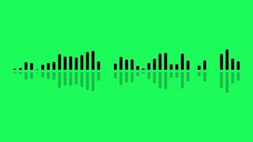Digital audio waveform spectrum with reflection, Sound analyzer Animation Isolated on Green Background video
