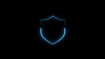 Glowing neon line of shield Icon Animation Isolated on Black Background video