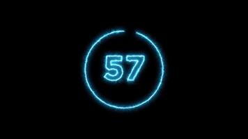 Timer from 60 to 0 seconds display timer Neon line countdown Animation Isolated on Black Background video