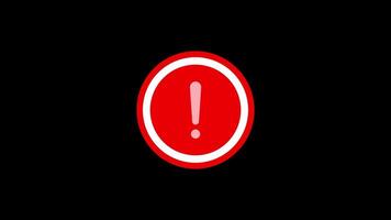 Caution signal Warning circle icon animation Isolated on Black Background video