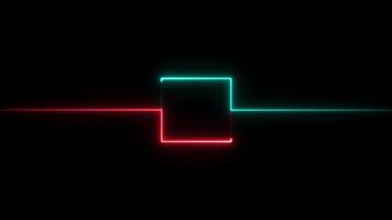 Neon line box, Glowing Neon light frame rectangle animation isolated on Black Background video