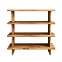 Rustic solid wood bookshelf with open storage design and grid layout isolated on transparent background png
