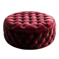 Classic Burgundy Ottoman with Diamond Button-Tufted Design Isolated on Transparent Background png