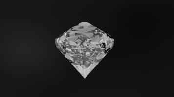 The stunning diamond sits on a pitch black background, its sides reflecting soft light in a movement of brilliance, with a smooth swirl video