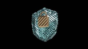 Digital shield with key symbol representing cyber security concept and data protection strategy with transparent background video